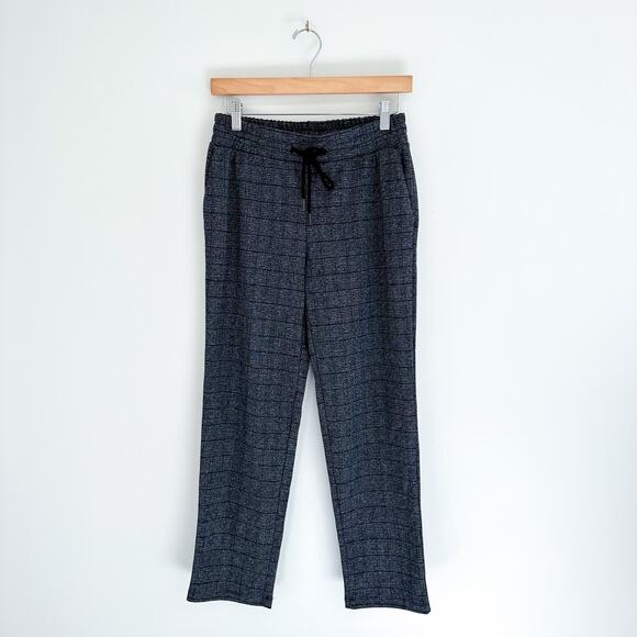 A New Day Drawstring Waist Check Print Straight Leg Pants Gray Black XS - Picture 1 of 11